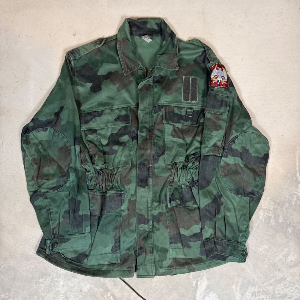 Vintage 1999 Serbian M93 Oak Leaf Camo Military Field Jacket Mens Medium Patch